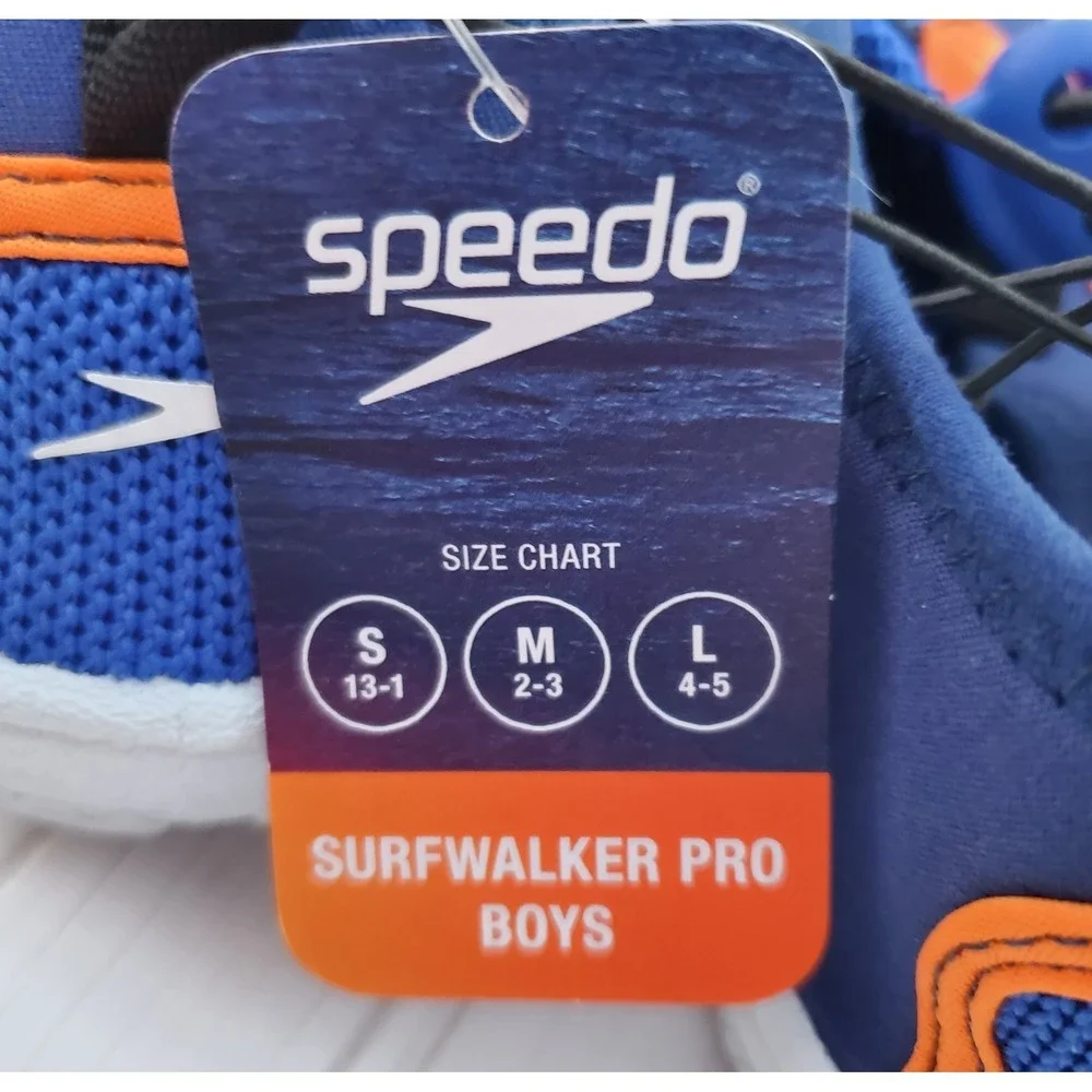 SPEEDO Junior Kids Water Shoes Large 4-5 Surf‎ Walker Pro NEW Blue White Orange